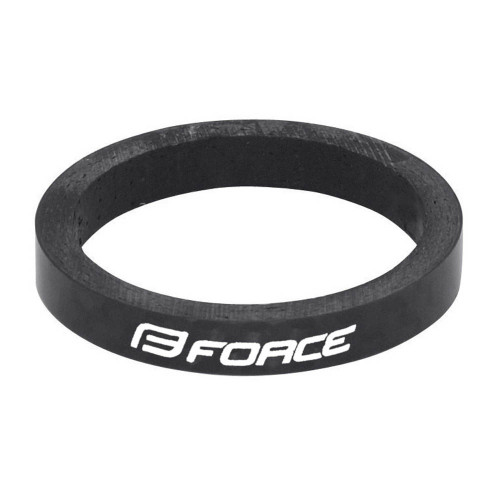Vairo kolonėlės žiedas FORCE LOGO 1 1/8", 5 mm, AHEAD (karboninis, juodas)-Vairo kolonėlės