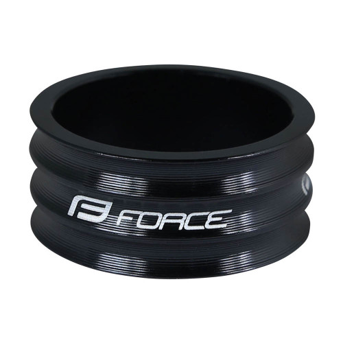 Vairo kolonėlės žiedas FORCE Logo 1 1/8", 15 mm, AHEAD (aliuminis, juodas)-Vairo kolonėlės