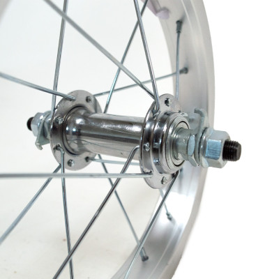 Priekinis ratas 12", sidabrinis ratlankis, sidabrinė stebulė-Ratai (priekiniai)-Ratai /jų dalys
