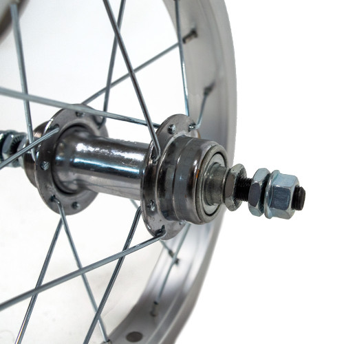 Galinis ratas 12", sidabrinis ratlankis, sidabrinė stebulė-Ratai (galiniai)-Ratai /jų dalys
