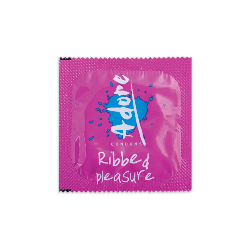 Prezervatyvai Adore Ribbed Pleasure (1 vnt)-Prezervatyvai-SEKSO PREKĖS JAM IR JAI