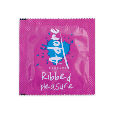 Prezervatyvai Adore Ribbed Pleasure (1 vnt)-Prezervatyvai-SEKSO PREKĖS JAM IR JAI