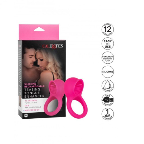 CalExotic Teasing Tongue penio žiedas (rožinė)-Varpos žiedai, antgaliai-Sekso prekės vyrams
