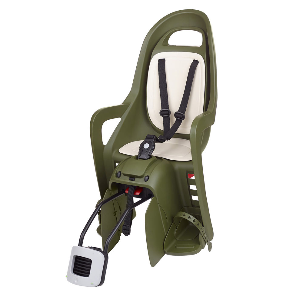 Dviračio kėdutė Polisport Groovy RS+ ant rėmo, su miego funkcija, 22kg (žalia/kreminė)-Kėdutės
