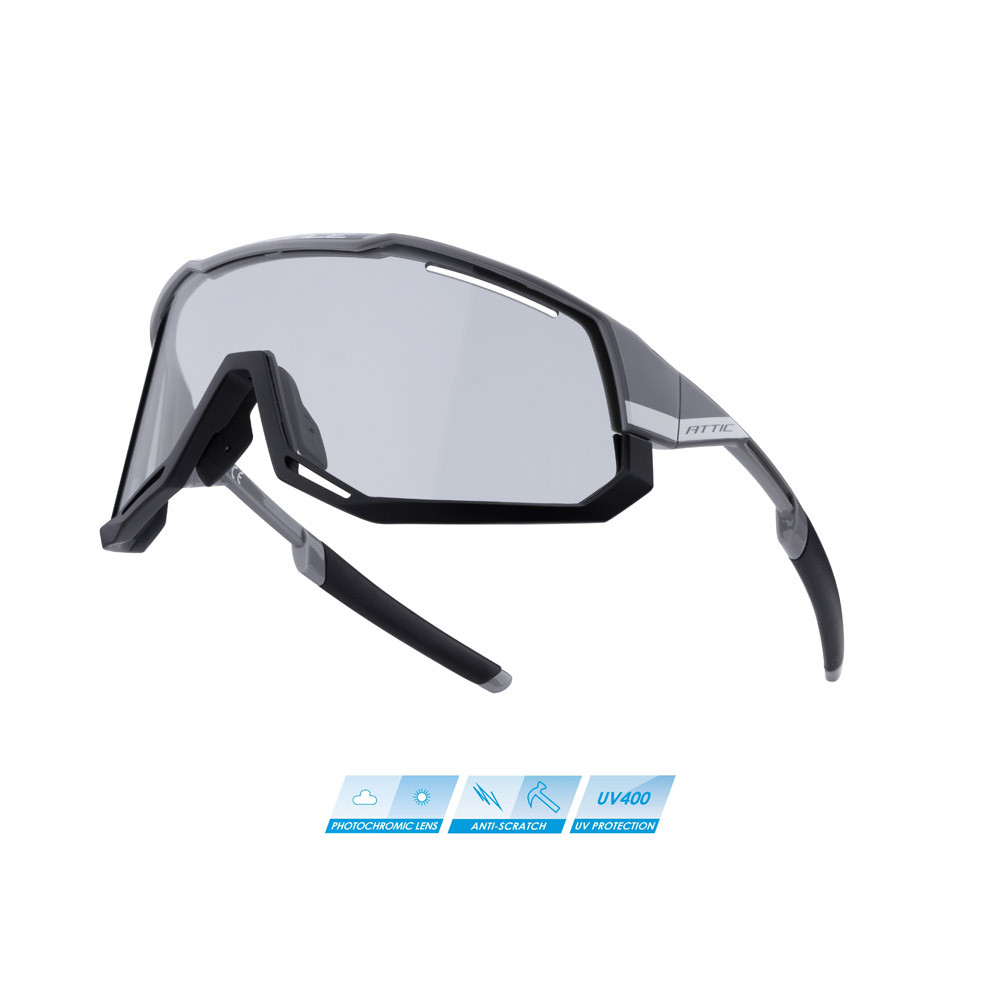 Akiniai FORCE ATTIC (pilka/juoda) fotochrominiai lęšiai-Dviratininko akiniai-Priedai