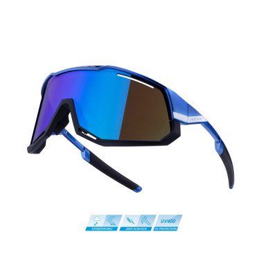 Akiniai FORCE ATTIC (violetinė/juoda) mėlyni lęšiai-Dviratininko akiniai-Priedai