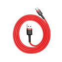 Kabelis USB2.0 A kištukas - USB C kištukas, 1.0m QC3.0 su nailoniniu šarvu raudonas
