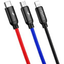 Kabelis USB2.0 A kištukas ir 3 kištukai (USB C, micro USB, lightning), skirtas skirtingų