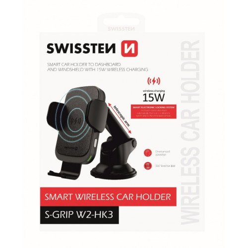 Automobilis laikiklis Swissten W2-HK3 Car Holder with Wireless Charging 15W for
