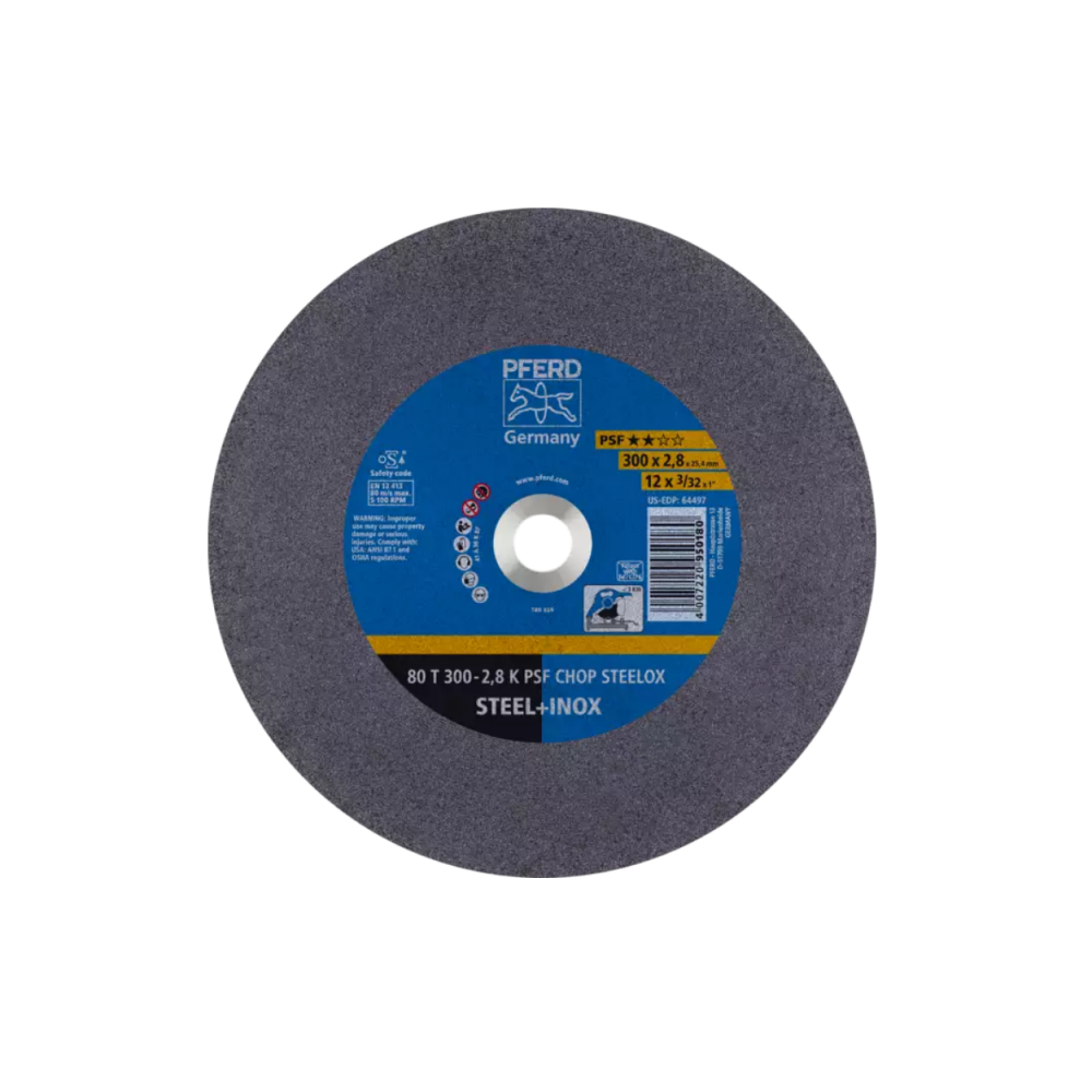 Metalo pjovimo diskas PFERD 80 T 300-2,8 A 36 K PSF-CHOP-INOX/25,4-Abrazyviniai metalo pjovimo