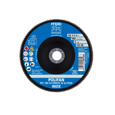 Šlifavimo diskas PFERD PFC180 CO-FREEZE 36 SG INOX-Lapeliniai šlifavimo diskai-Abrazyvai