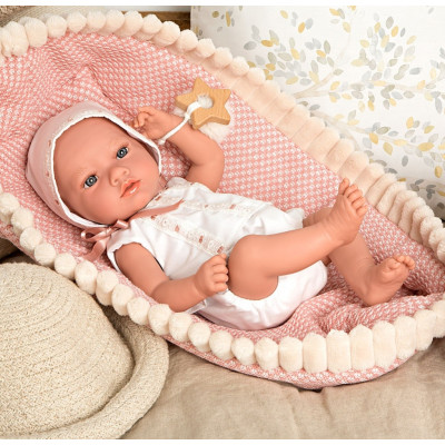 Arias kūdikėlis, mergaitė su rožiniu lopšeliu, 38 cm-Lėlės ir jų priedai-Ugdymo įstaigoms