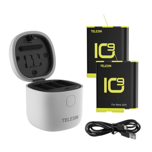 Telesin 3-slot waterproof charger Allin box for GoPro Hero 9 / Hero 10 + 2 batteries