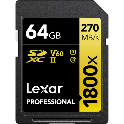 Lexar Pro 1800x SDXC R280/W210 64GB U3 (V60) UHS-II Skaitmeninės laikmenos