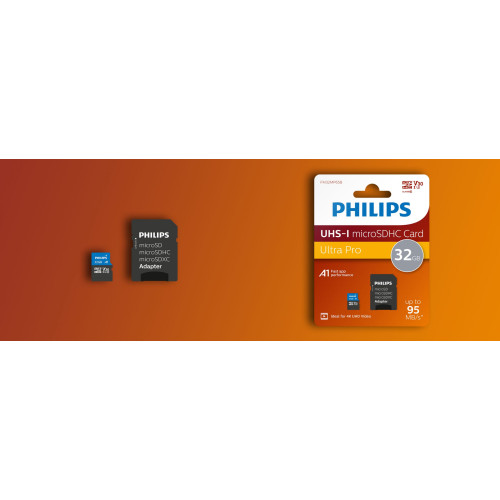 Philips MicroSDHC Card 32GB Class 10 UHS-I U3 incl. Adapter-MicroSD kortelės-Skaitmeninės