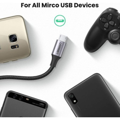 UGREEN USB to Micro USB Cable 1m, black-Laidai ir adapteriai-Baterijos, laidai ir ilgikliai