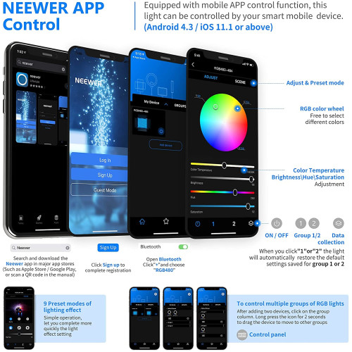 Neewer 2x RGB 480 LED Light 10096689-Apšvietimo rinkiniai-Fotostudijos įranga