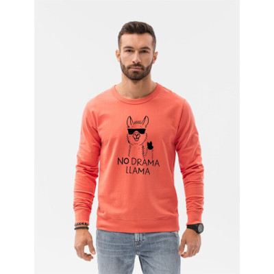 Koralinės spalvos džemperis No drama Llama-Vyriški džemperiai su spauda-Užrašai vyrams
