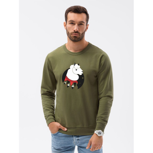 Chaki spalvos džemperis Lama-Vyriški džemperiai su spauda-Užrašai vyrams