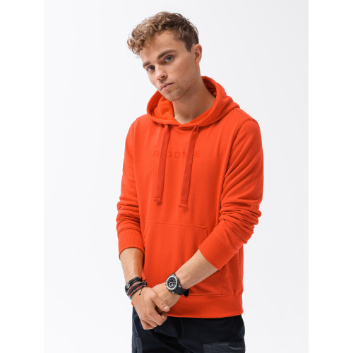 Oranžinis vyriškas džemperis Lutol-Džemperiai su gobtuvu-Vyriški džemperiai| Džemperiai