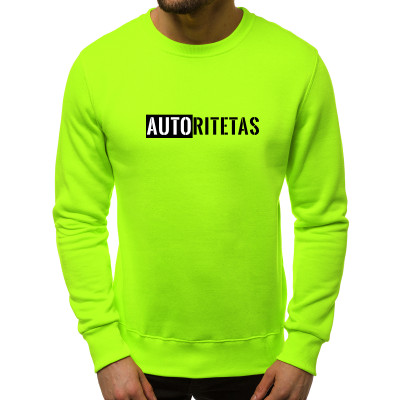 Žalias neoninis vyriškas džemperis Autoritetas-Vyriški džemperiai su spauda-Užrašai vyrams