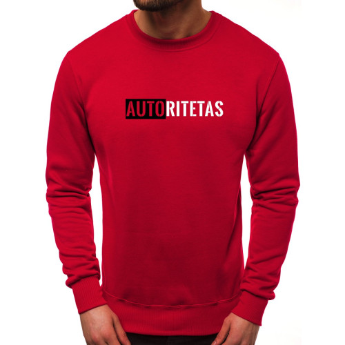 Raudonas vyriškas džemperis Autoritetas-Vyriški džemperiai su spauda-Užrašai vyrams