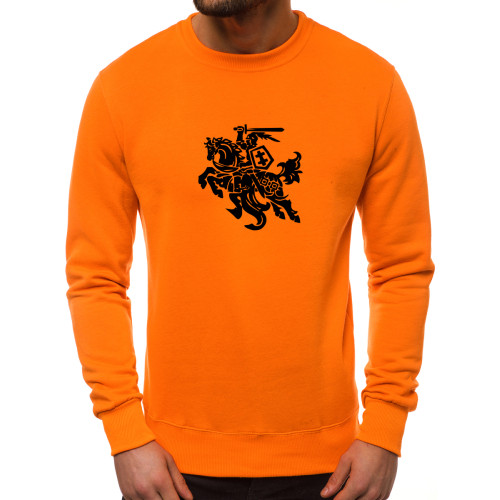 Oranžinės spalvos džemperis Vytis-Vyriški džemperiai su spauda-Užrašai vyrams