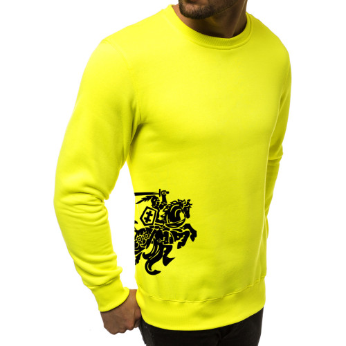 Vyriškas džemperis - geltonas su herbu ant šono Vytis-Vyriški džemperiai su spauda-Užrašai
