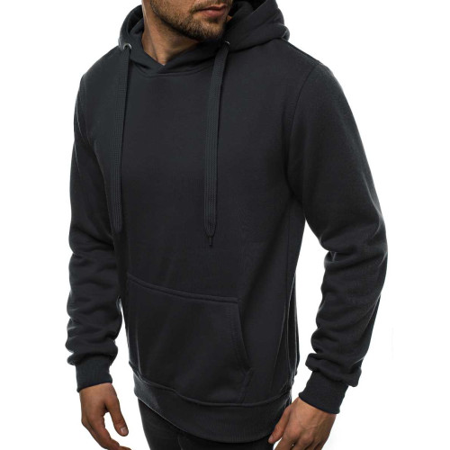 Juodos spalvos vyriškas džemperis su gobtuvu Buvoli-Džemperiai su gobtuvu-Vyriški džemperiai|