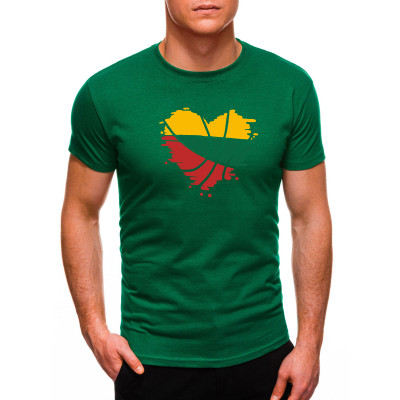Žali vyriški marškinėliai Širdis-Vyriški marškinėliai su spauda-Užrašai vyrams