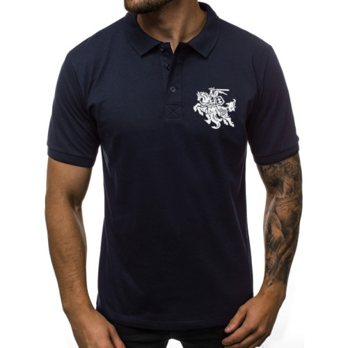 Vyriški tamsiai mėlyni polo marškinėliai Vytis-Vyriški marškinėliai su spauda-Užrašai vyrams
