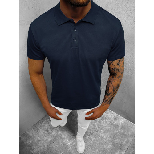 Vyriški tamsiai mėlyni polo marškinėliai Casual-POLO marškinėliai-Marškinėliai