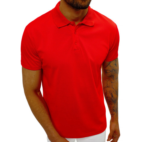 Vyriški raudoni polo marškinėliai Casual-POLO marškinėliai-Marškinėliai