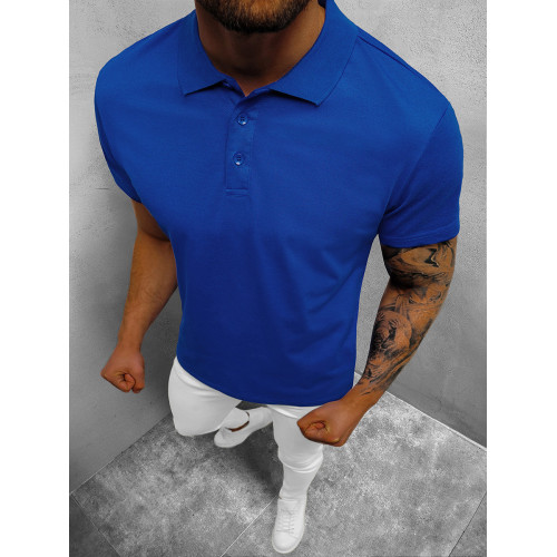 Vyriški mėlyni polo marškinėliai Casual-POLO marškinėliai-Marškinėliai