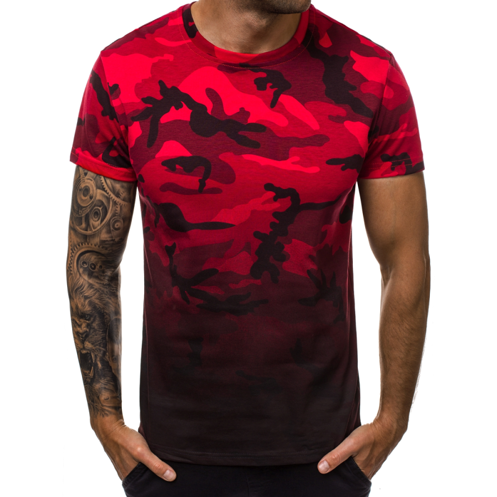 Raudoni kamufliažiniai marškinėliai Burak-Vyrams-APRANGA, AKSESUARAI