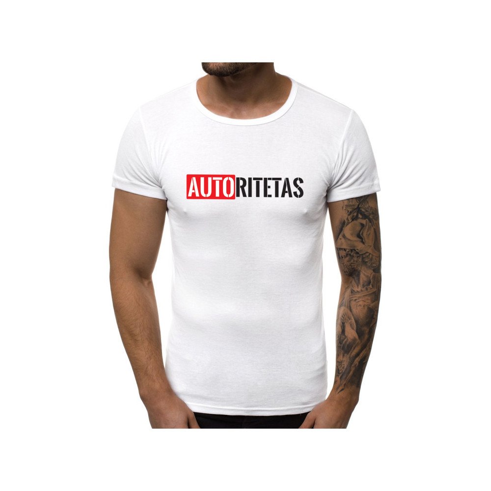 Balti vyriški marškinėliai Autoritetas-Vyriški marškinėliai su spauda-Užrašai vyrams