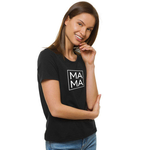 Moteriški juodi marškinėliai MAMA-Marškinėliai su spauda-Užrašai moterims