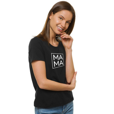 Moteriški juodi marškinėliai MAMA-Marškinėliai su spauda-Užrašai moterims