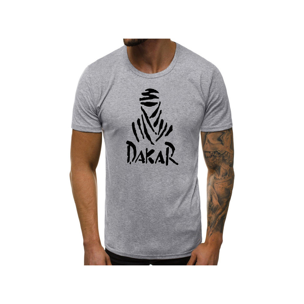 Pilki vyriški marškinėliai Dakar-Vyriški marškinėliai su spauda-Užrašai vyrams
