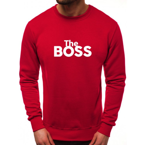 Bordo spalvos džemperis The boss-Vyriški džemperiai su spauda-Užrašai vyrams