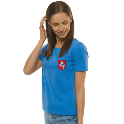Moteriški šviesiai mėlyni marškinėliai HERBAS-Marškinėliai su spauda-Užrašai moterims