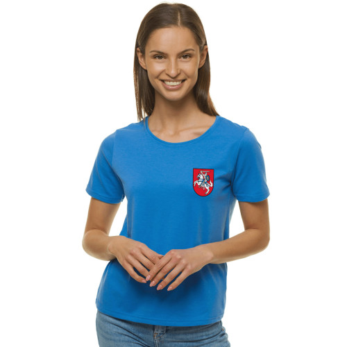 Moteriški šviesiai mėlyni marškinėliai HERBAS-Marškinėliai su spauda-Užrašai moterims
