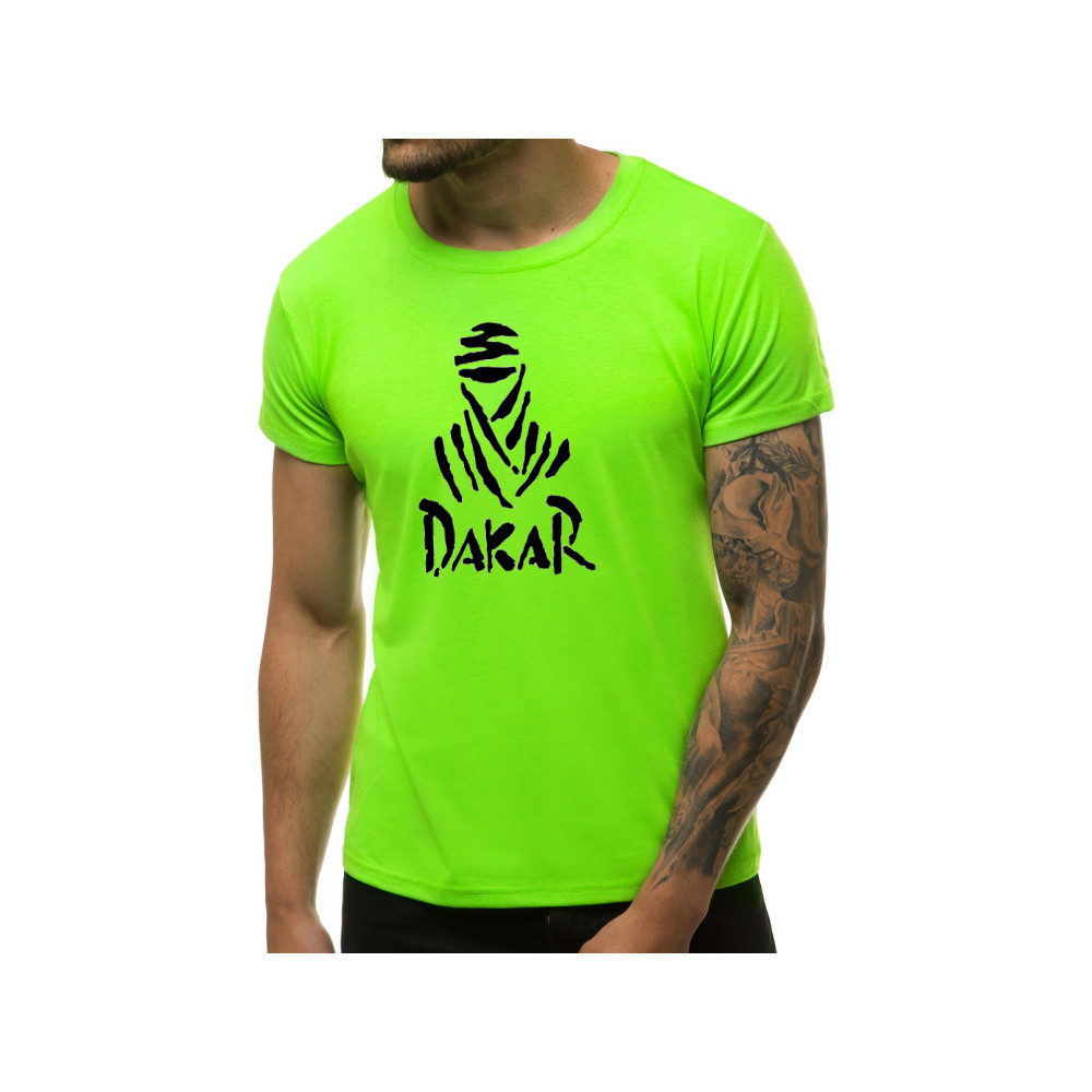 Neoniniai žali vyriški marškinėliai Dakar-Vyriški marškinėliai su spauda-Užrašai vyrams