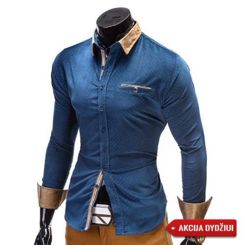 Akcija: Stilingi mėlynos spalvos marškiniai vyrams Sadna-Marškiniai-Akcija