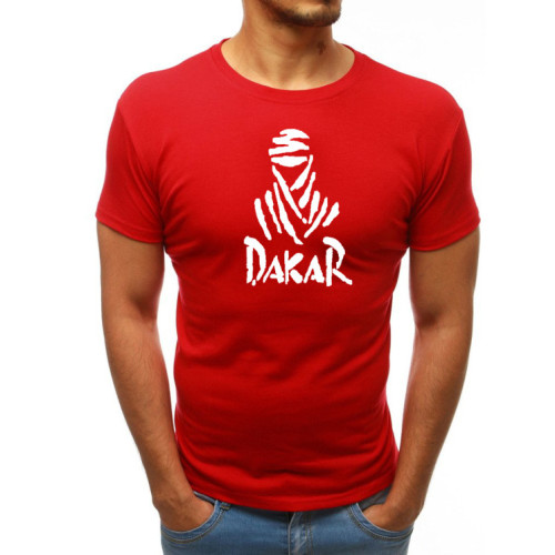 Raudoni vyriški marškinėliai Dakar-Vyriški marškinėliai su spauda-Užrašai vyrams