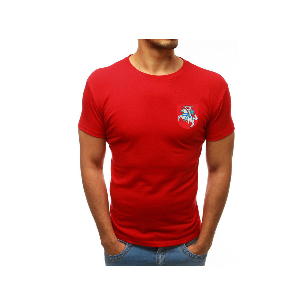 Raudoni vyriški marškinėliai Herbas-Vyriški marškinėliai su spauda-Užrašai vyrams