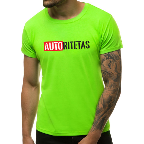 Žali neoniniai vyriški marškinėliai Autoritetas-Vyriški marškinėliai su spauda-Užrašai vyrams