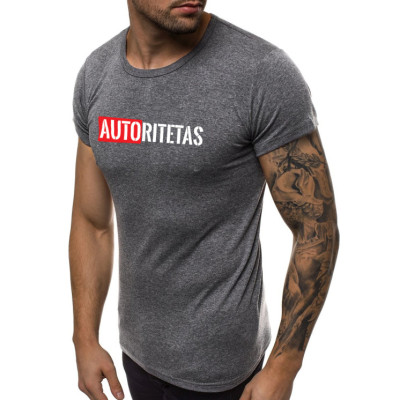 Tamsiai pilki vyriški marškinėliai Autoritetas-Vyriški marškinėliai su spauda-Užrašai vyrams