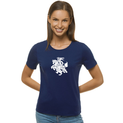 Moteriški tamsiai mėlynos spalvos marškinėliai Vytis-Marškinėliai su spauda-Užrašai moterims