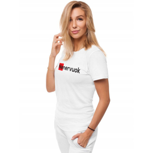 Moteriški baltos spalvos marškinėliai Nenervuok-Marškinėliai su spauda-Užrašai moterims